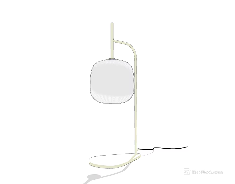 Modern Minimalist Table Lamp With Curved Stand And Round Lampshade For Home Decor 3d model 