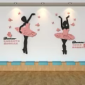 Ballet Dance Fitness Training Studio With Ballerina Silhouettes And Butterfly Decorations
