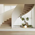 modern curved staircase 3d model