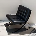 Black Leather Tufted Sofa Bench With Metal Frame In Minimalist Indoor Space