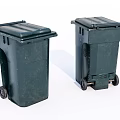 Green Public Trash Bins With Wheels And Lids For Outdoor Areas