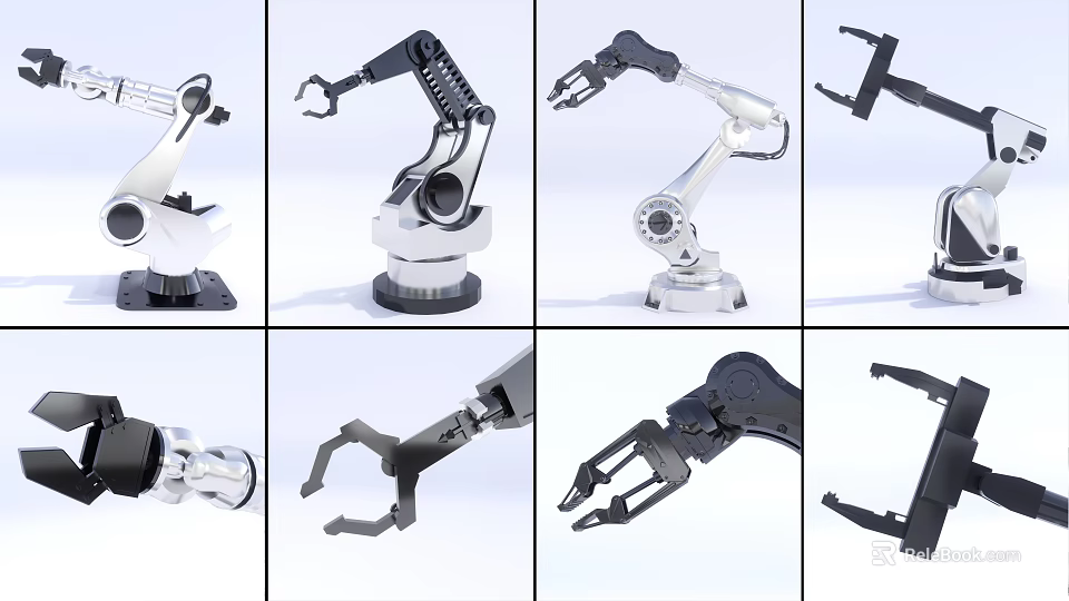 Various Industrial Robotic Arms as Key Industrial Equipment With Multiple Designs And Mechanical Components 3d model 