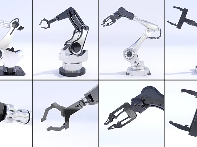 Various Industrial Robotic Arms as Key Industrial Equipment With Multiple Designs And Mechanical Components 3d model