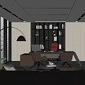 Modern Office Interior With Large Windows Sofa Area Wooden Desk And Green Plant