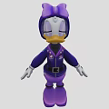 Game Movie Character In Purple Racing Outfit With Helmet Checkered Pants And Duck Bill