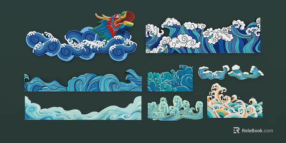 Traditional Intricate Dragon Sculpture With Various Wave Carving Patterns And Designs 3d model 