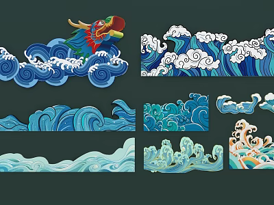 Traditional Intricate Dragon Sculpture With Various Wave Carving Patterns And Designs 3d model