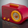 Red Vintage Radio With Yellow Handle Knobs And Shanghai China Dial Design