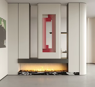Modern Decorative Porch Partition Fireplace 3d model