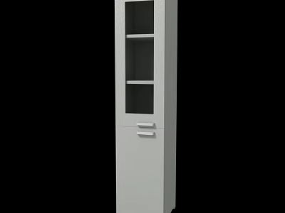 Modern White Tall Cabinet With Glass Door Storage And Drawer Design For Home 3d model