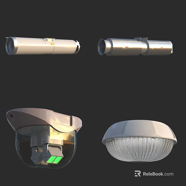 Fire Safety Equipment For Home And Commercial Use Including Extinguishers Alarms Sprinklers And Lights 3d model 