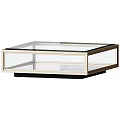 Modern Square Dining Table With Glass Top Metal Frame And Black Base 3d model