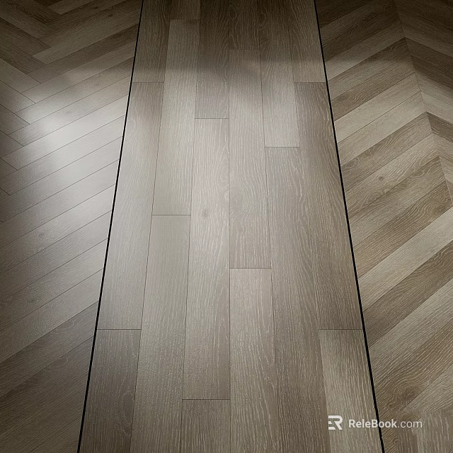Wooden Floor Components Showcasing Herringbone And Straight Lay Patterns In Light Oak Tone 3d model