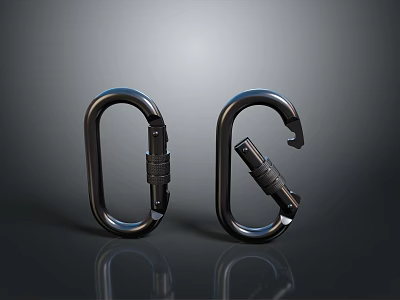 Metal Carabiner Hardware Tools with Secure Locking Mechanism for Outdoor Safety 3d model