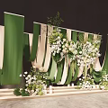 Elegant Floral Display With Greenery Backdrop And White Flower Decorative Setup 3d model
