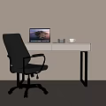 Modern desk chair desk chair combination computer 3d model