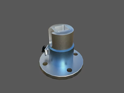 Heavy Duty Industrial Equipment With Cylindrical Metal Body Flange Base And Silver Blue Finish 3d model