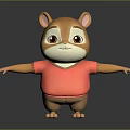 Cute Squirrel Shaped Stuffed Toy With Red T-shirt Brown Body Big Eyes And Pink Ears