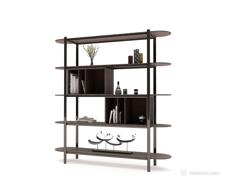 Modern Bookcase With Multiple Shelves For Books And Decorative Storage Items 3d model