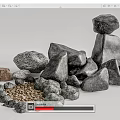 Assorted Natural Stones and Wooden Pieces with Different Sizes Shapes and Pebbles