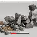 Modern Stone Landscape Stone Gravel Pebbles 3d model