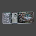 Old Green Worn Out Truck With Rust Peeling Paint Single Cab Front Grille Headlights