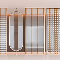 Modern Interior Room Dividers With Metal Frames And Glass Panel Geometric Patterns 3d model