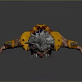 Game Movie Character 3D Model Gray Fur Red Ears Yellow Eyes Sharp Fangs Spiked Claws