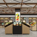 Fresh Fruit Store Interior With Well Arranged Shelves And Various Fruits