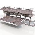 Industrial Equipment Structure With Metal Roof Piping System And Elevated Platform