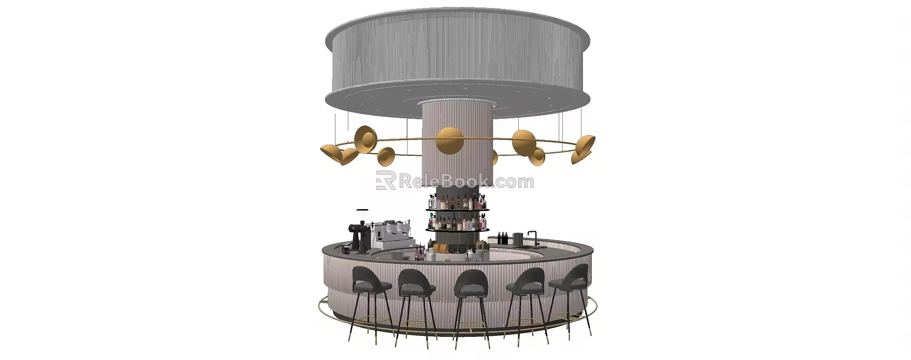 Modern Bar Operating Table Wine Bottle Wine Rack Combination Bar Counter Bar Stool Dining Table and Chair Combination Wine Bottle Wine Glass Combination 3d model