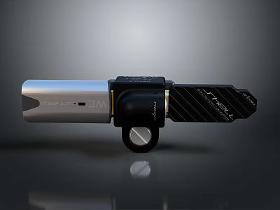Sleek Modern Electronic Appliance with Silver Black Finish and Rotary Base Handle 3d model