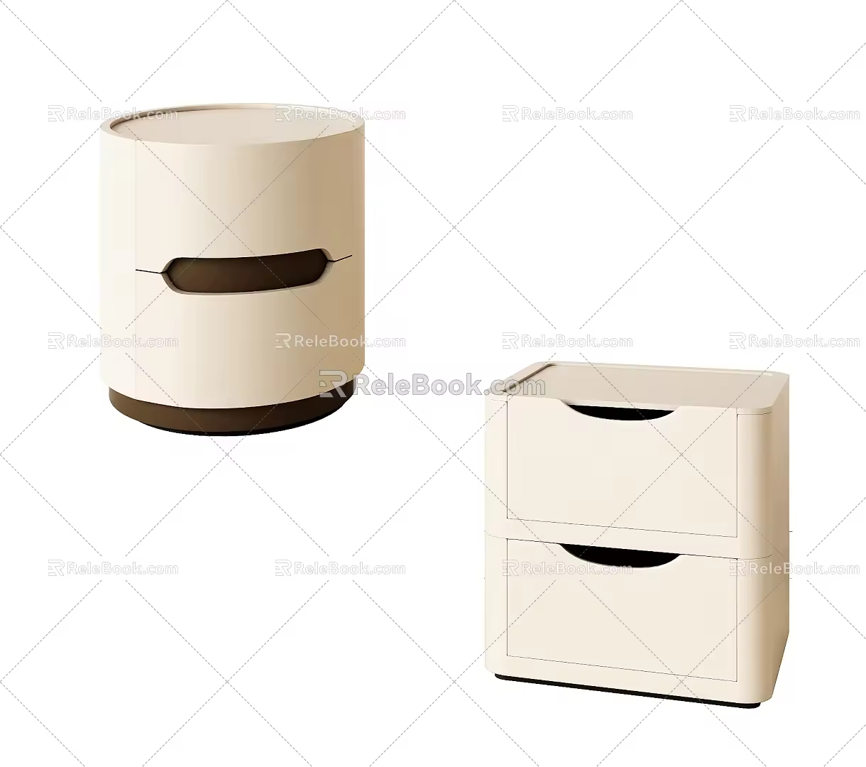 Modern Cream Style Bedside Table Children's Room Bedside Table Round Bedside Table Round Bedside Table Round Bedside Table 3d model