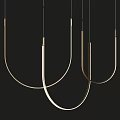 Modern Curved Metal Pendant Lights With Sleek Black And Gold Geometric Design