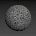 Natural Black Rough Textured Rock Component With Detailed Surface And Round Sphere