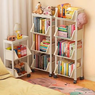 Trolley Storage Rack Book Children's Doll Carpet Hat Snack Drink Bed 3d model