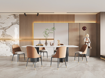 Light Luxury Restaurant Dining Table and Chair 3d model