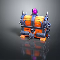 Vintage Treasure Chest With Orange Wooden Body Metal Decorations Purple Gemstone Chains And Lock