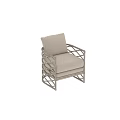 Modern Single Sofa With Rattan Woven Structure Beige Cushion And Gray Frame 3d model