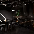 Modern Bar Interior Design With Sleek Counter Bar Stools And Ambient Lighting 3d model