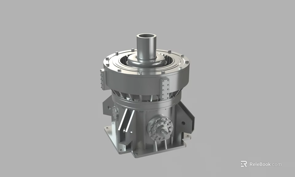 Industrial High Strength Gearbox Metal Precision Shaft And Base For Mechanical Transmission Systems 3d model 