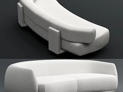 Modern White Sectional Sofa With Sleek Design Curved Armrests And Comfortable Seating 3d model