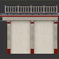 Scenic Landscape Viewing Platform With White Railing Wooden Floor And Red Bottomed Pillars