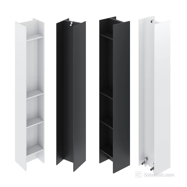 Modern Storage Cabinets With White And Black Design And Open Shelves 3d model 