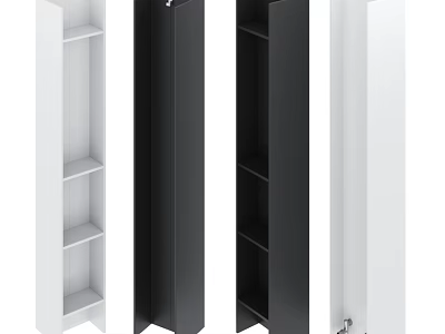 Modern Storage Cabinets With White And Black Design And Open Shelves 3d model