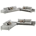 Modern Gray Sectional Sofa With Plush Accent Pillows And Side Tables Design 3d model