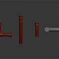 Red And White Plumbing Components Including Elbow Straight Pipe And Fittings