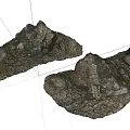 Natural Stone And Wood Decorative Pieces With Textured Surfaces And Moss Details