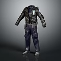 Black Leather Jacket With Dark Pants Tactical Outfit And Utility Belt Details