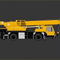 Yellow Mobile Utility Crane Vehicle With Extended Boom And Truck Chassis